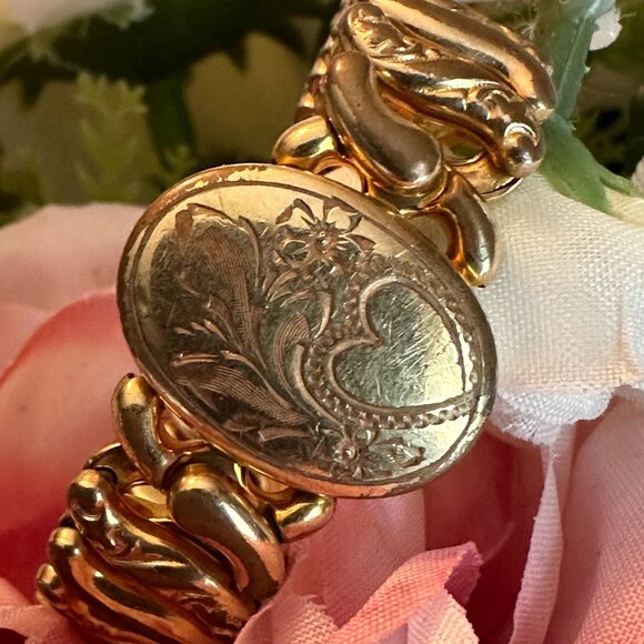 πHPπ NO MONOGRAM Vtg. Pitman & Keeler Amer. Queen Gold-Filled Exp. Bracelet - Picture 5 of 13